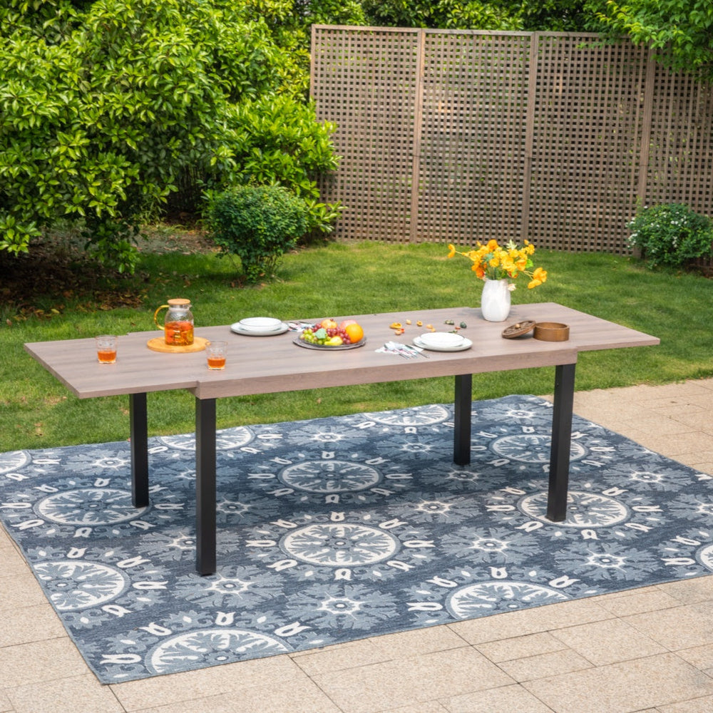 wood extendable outdoor dining table