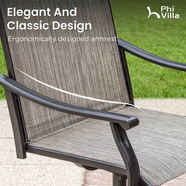 Patio 2-Piece Textliene Fixed Chair for Dining Garden PHI VILLA