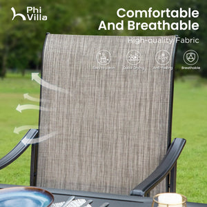 Phi Villa 5-Piece Round Table Dining Set with Textilene Swivel Chairs