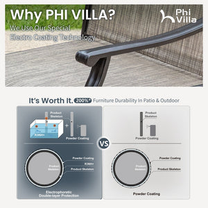 Patio 2-Piece Textliene Fixed Chair for Dining Garden PHI VILLA