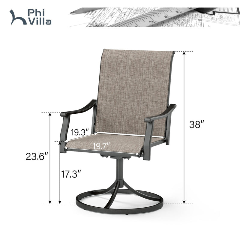 Patio 2-Piece Textliene Fixed Chair for Dining Garden PHI VILLA