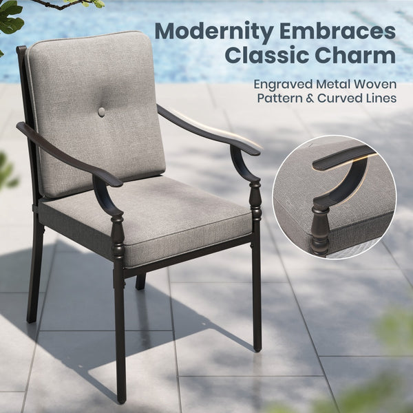 Phi Villa Calabash Patio Dining Chairs-Swivel Chairs & Fixed Chairs