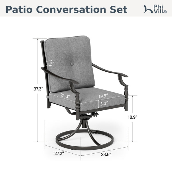 Phi Villa Calabash Patio Dining Chairs-Swivel Chairs & Fixed Chairs