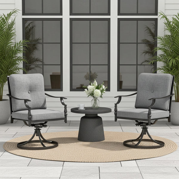 Phi Villa Calabash Patio Dining Chairs-Swivel Chairs & Fixed Chairs