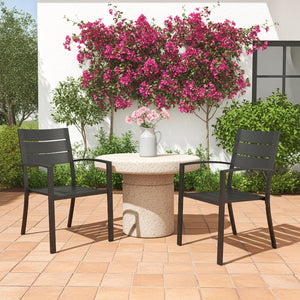 Veranda Outdoor Stackable Steel Stantionary Dining Chairs
