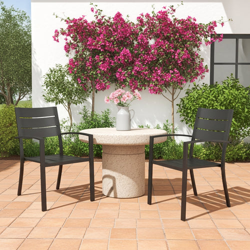 Veranda Outdoor Stackable Steel Stantionary Dining Chairs