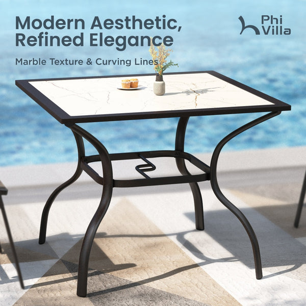 Marble-like Carbon Crystal Square Table