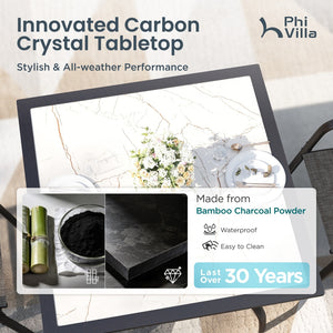 Marble-like Carbon Crystal Square Table