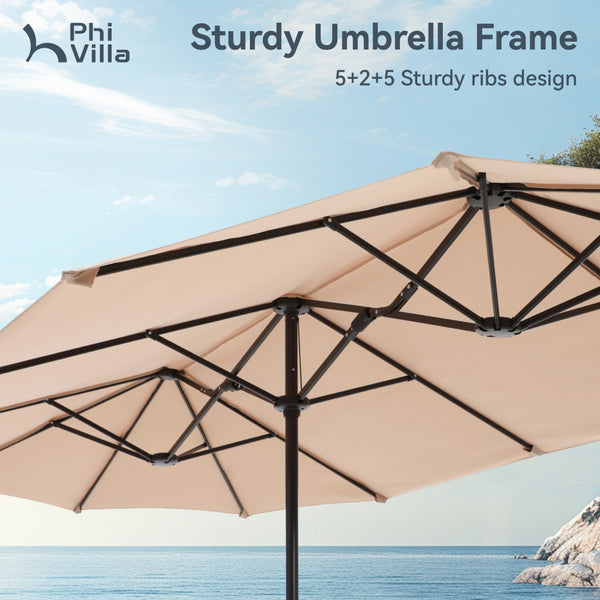 8-Piece Umbrella Patio Dining Set with 13FT Double-side Umbrella and Sling Swivel Chairs