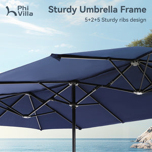 8-Piece Umbrella Patio Dining Set with 13FT Double-side Umbrella and Sling Swivel Chairs