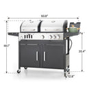 3-Burner Dual Fuel Gas and Charcoal Grill Combo with Side Burner 37000 BTU-Captiva Designs