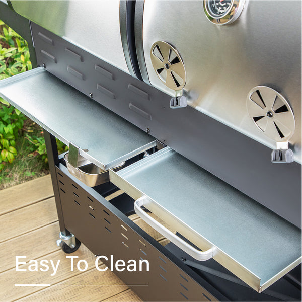 3-Burner Dual-Fuel Gas and Charcoal Grill Combo with Side Burner