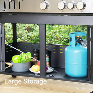 3-Burner Dual-Fuel Gas and Charcoal Grill Combo with Side Burner