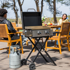 Captiva Designs Gas Griddle with Foldable Cart 2*10,000 BTU