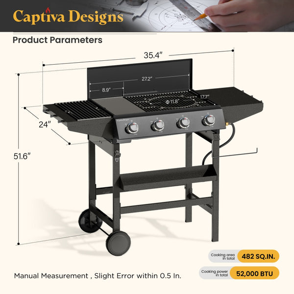 Captiva Designs All-in-One Grill: Griddle and Grill, Versatile Cooking