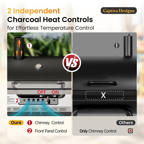 Captiva Designs 3-In-1 Gas and Charcoal Grill Smoker Combo