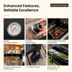 Captiva Designs 3-In-1 Gas and Charcoal Grill Smoker Combo