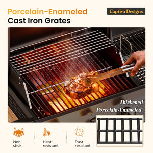 Captiva Designs 3-In-1 Gas and Charcoal Grill Smoker Combo