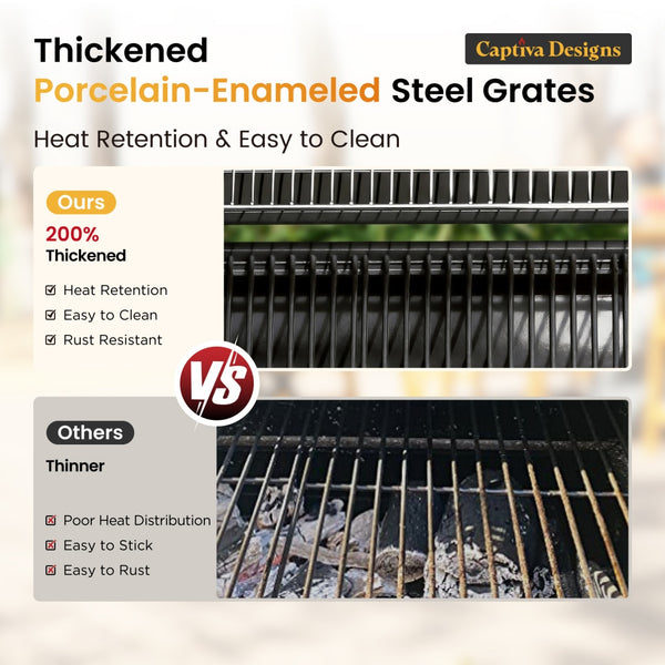 Captiva Designs 2-In-1 Charcoal Grill Smoker Combo