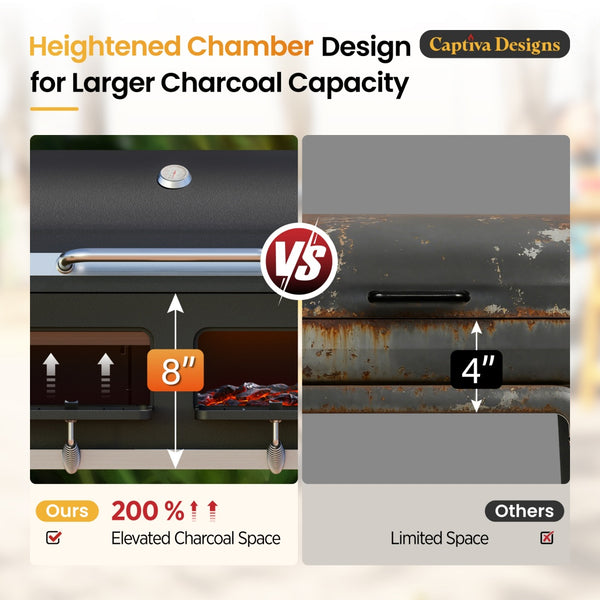 Captiva Designs 2-In-1 Charcoal Grill Smoker Combo
