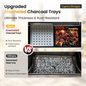 Captiva Designs 2-In-1 Charcoal Grill Smoker Combo