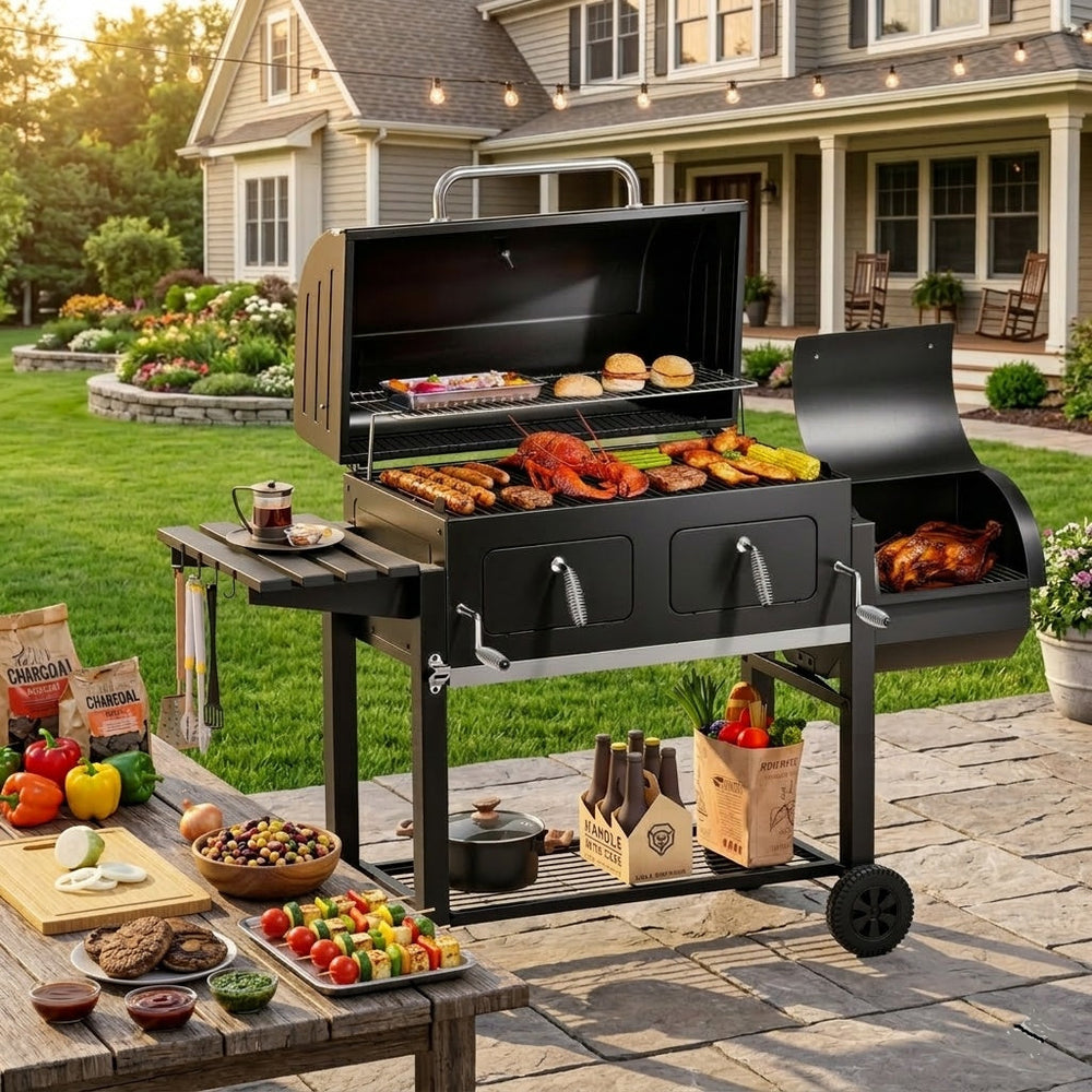 Captiva Designs 2-In-1 Chaircoal Grill Smoker Combo