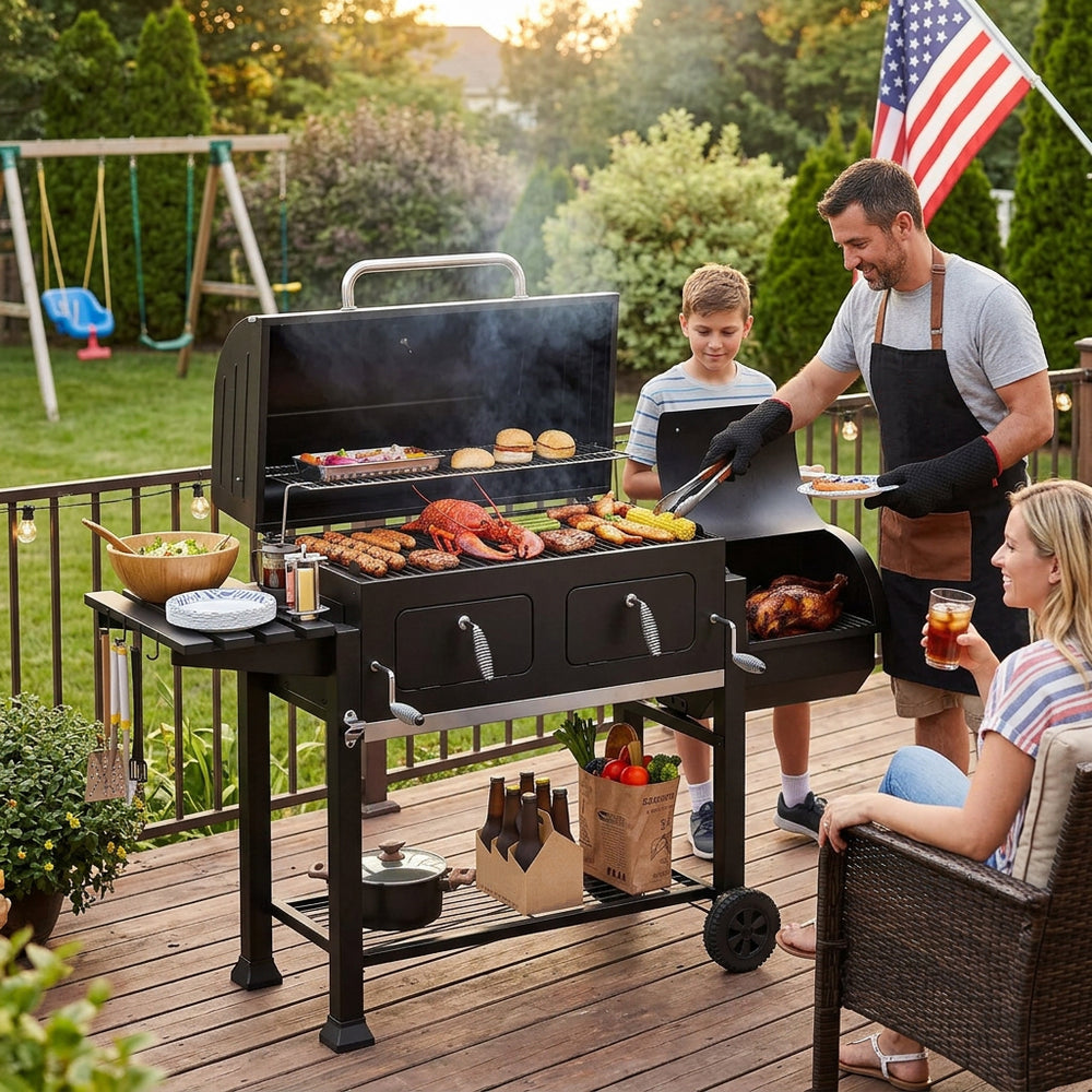 Captiva Designs 2-In-1 Chaircoal Grill Smoker Combo