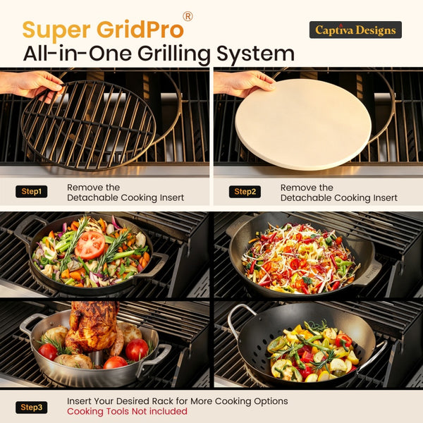 Captiva Designs Multifunctional Outdoor Grill with Infrared Side Burner and Viewing Window