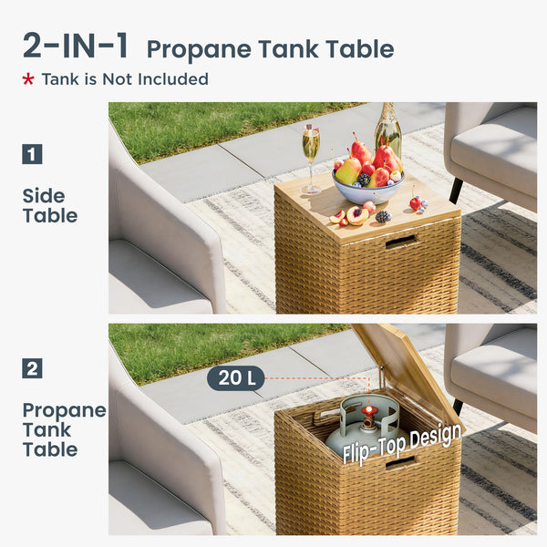 50,000 BTU Outdoor 2-in-1 Wicker Gas Fire Pit Table and Coffee Table
