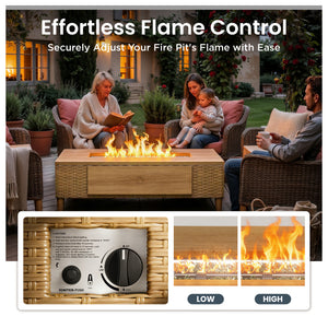 50,000 BTU Outdoor 2-in-1 Wicker Gas Fire Pit Table and Coffee Table