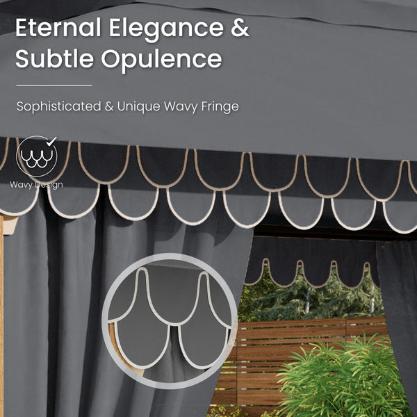 10'x13' Patio Affordable Wood Grain Gazebo with Mosquito Net