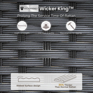 Tranquil 7-Pcs Outdoor Dining set with HDPE Rattan Chair and Wood-like Table