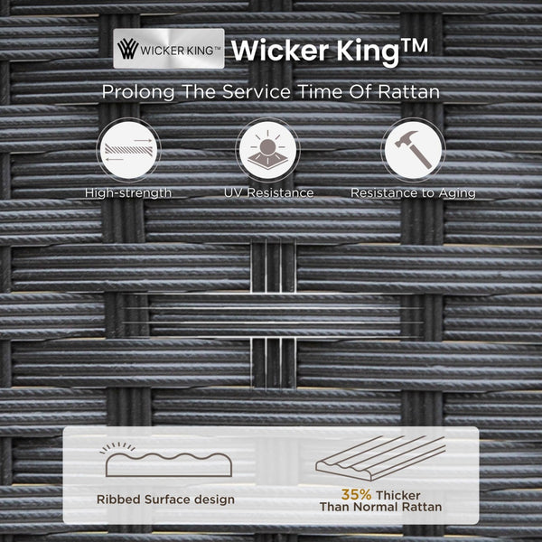 Tranquil 7-Pcs Outdoor Dining set with HDPE Rattan Chair and Wood-like Table