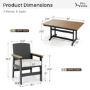 Tranquil 7-Pcs Outdoor Dining set with HDPE Rattan Chair and Wood-like Table