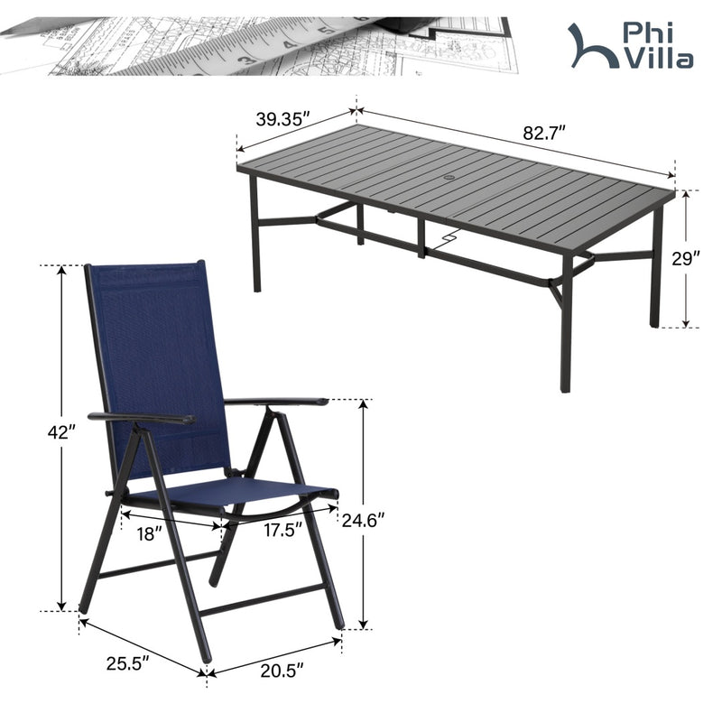 9-Piece Patio Dining Set with Foldable Textilene Chairs Phi Villa