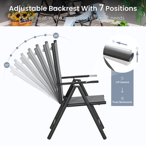 9-Piece Patio Dining Set with Foldable Textilene Chairs Phi Villa