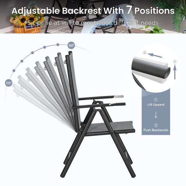 9-Piece Patio Dining Set with Foldable Textilene Chairs Phi Villa