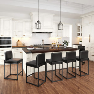 24 Inch Counter Height PU Leather Bar Stool with Backrest