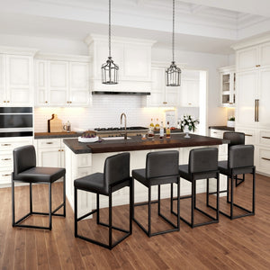 24 Inch Counter Height PU Leather Bar Stool with Backrest