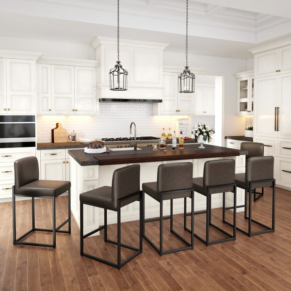 24 Inch Counter Height PU Leather Bar Stool with Backrest