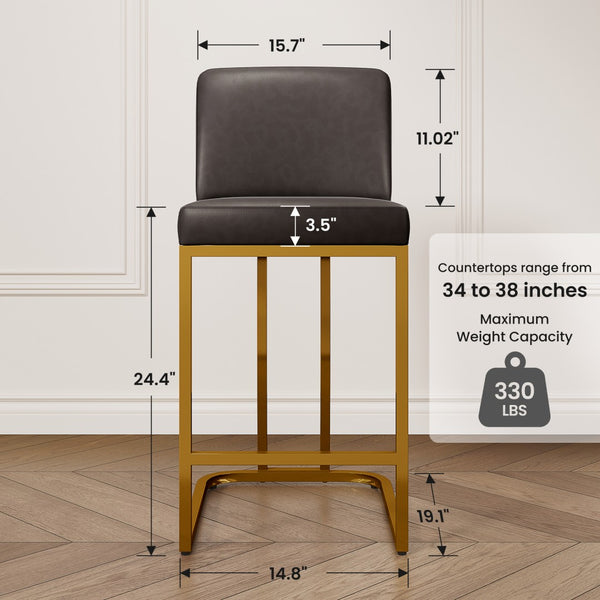 24 Inch Modern PU Leather Counter Stools for Kitchen Island