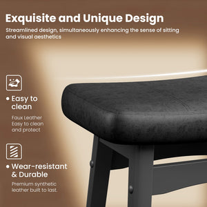 24" PU Leather Saddle Seat Counter Height Bar Stool, Set of 4