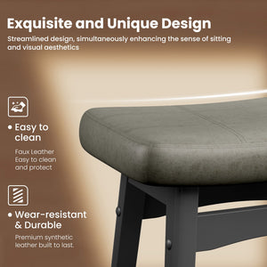 24" PU Leather Saddle Seat Counter Height Bar Stool, Set of 4