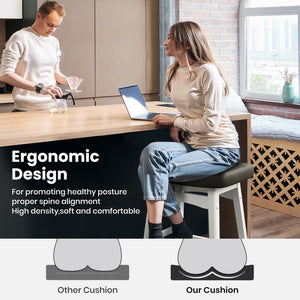 24" PU Leather Saddle Seat Counter Height Bar Stools with White Solid Wood Legs, Set of 4