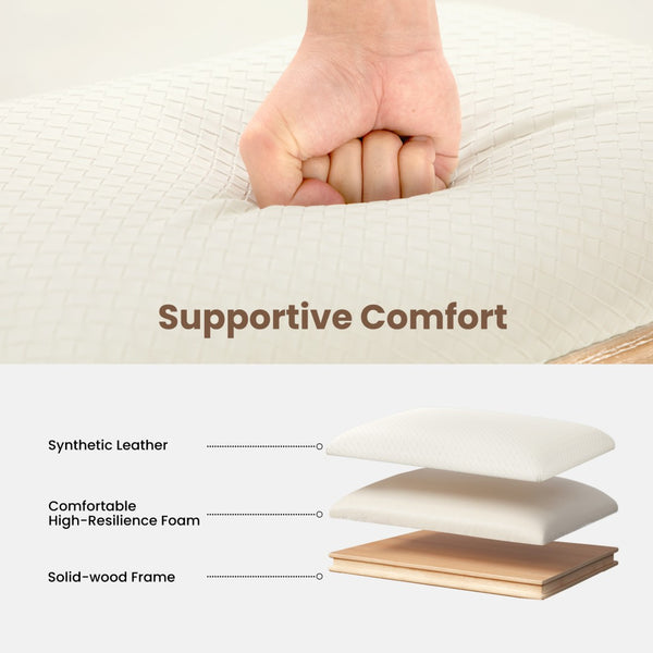 24" Backless Counter Height Bar Stools with Faux Leather Seat, Set of 4