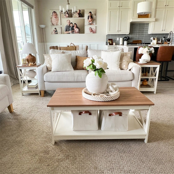 Farmhouse-Inspired Manufactured Wood Coffee Table