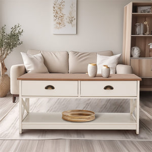 Farmhouse-Inspired Manufactured Wood Coffee Table