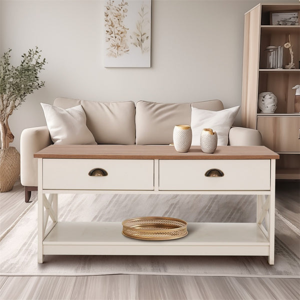 Farmhouse-Inspired Manufactured Wood Coffee Table