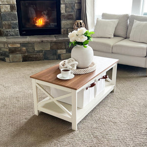 Farmhouse-Inspired Manufactured Wood Coffee Table