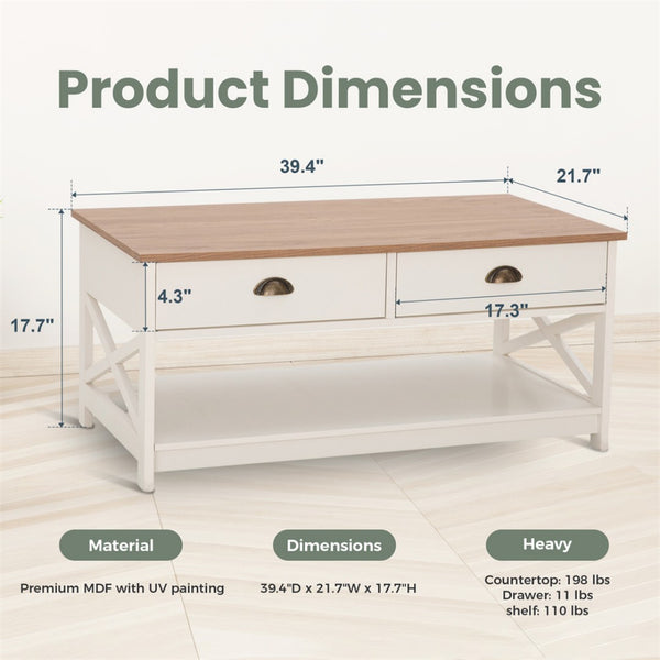 Farmhouse-Inspired Manufactured Wood Coffee Table